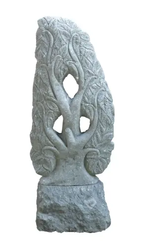 Product image of the product “Tree relief motif on both sides (2 pieces), 120 cm H | Natural stone (Basanit), stonemasonry ”